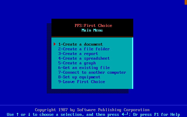 PFS First Choice 2.0 - Menu